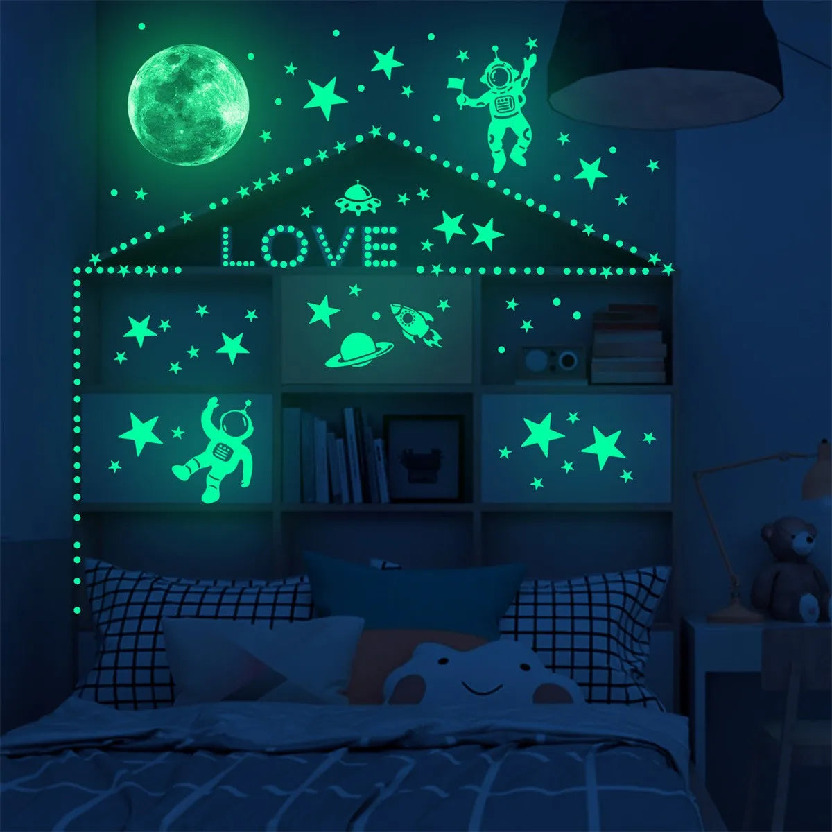 Luminous Moon Stars Wall Stickers for Kids Room Bedroom Decor Glow in The Dark Earth Wall Decals Noctilucent Stickers Home Decor Leedoar