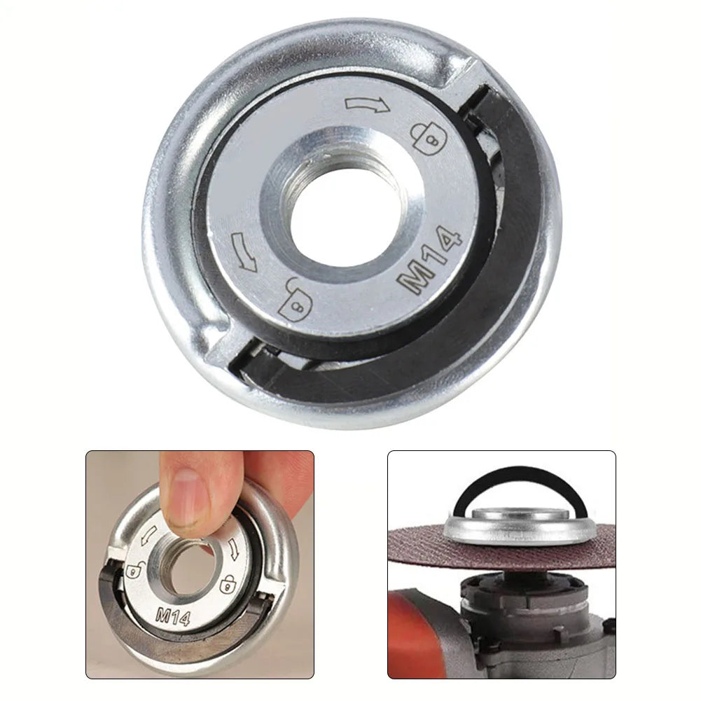 M14 Angle Grinder Quick Release Self-Locking Grinder Pressing Plate Flange Nut Power Chuck Leedoar