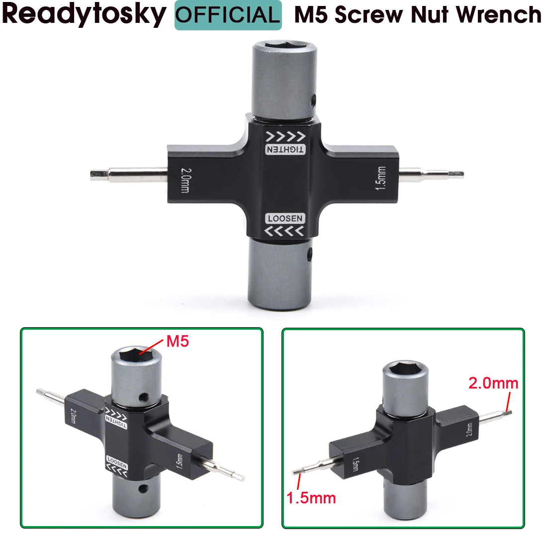 Chave de porca de parafuso M5 com rolamento unidirecional integrado de 1,5 mm/2,0 mm, ferramenta de liberação de chave de fenda, motor de hélice para drone de corrida RC FPV 