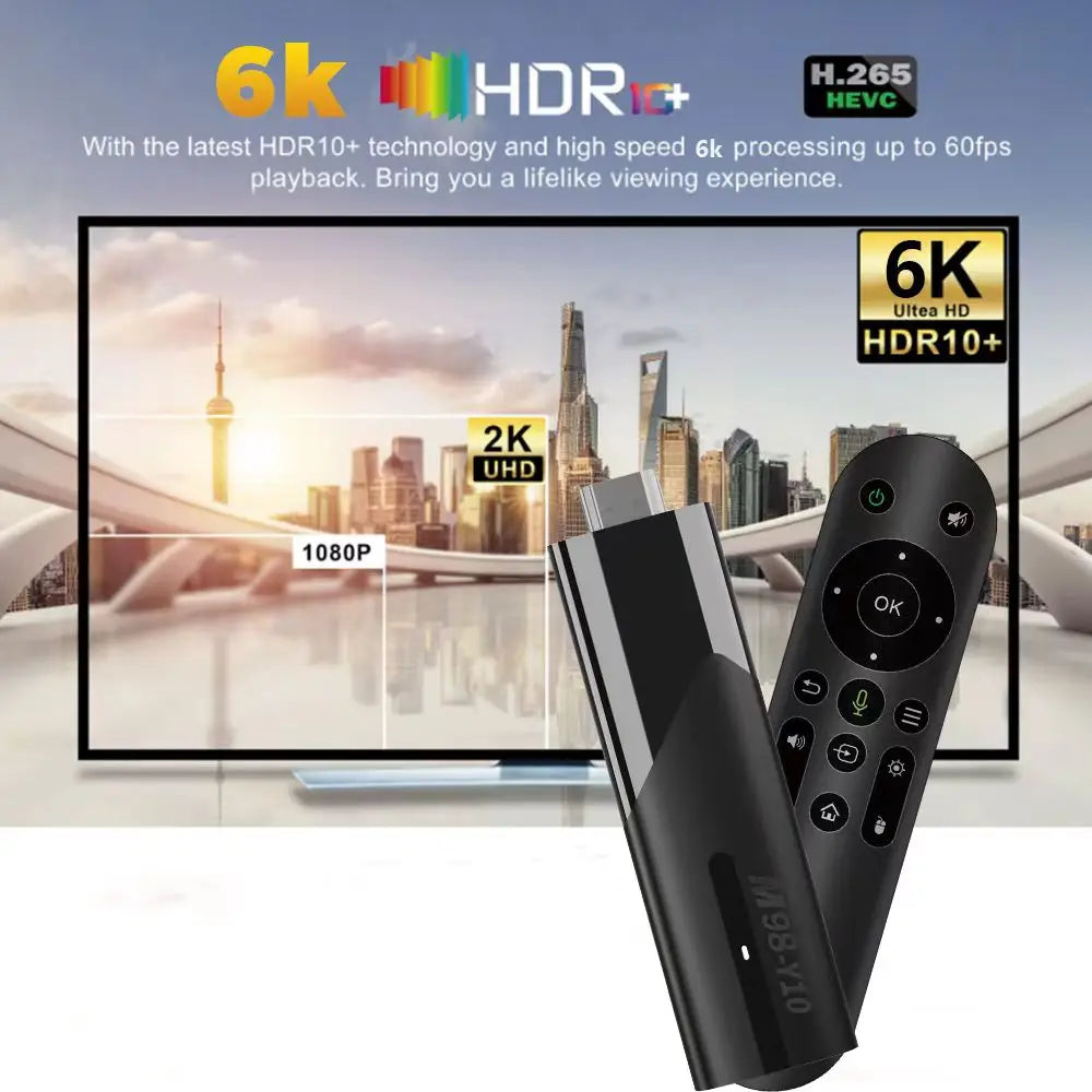 M98 Y10 Smart TV Stick Android 13 ATV Allwinner H618 2.4G/5G Dual WIFI Airplay Preinstalled APP TV Stick Leedoar