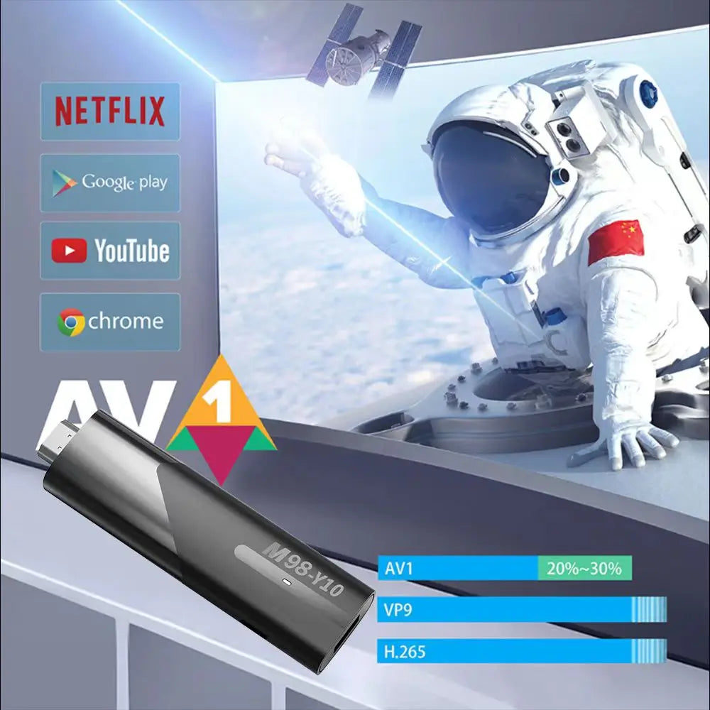 M98 Y10 Smart TV Stick Android 13 ATV Allwinner H618 2.4G/5G Dual WIFI Airplay Preinstalled APP TV Stick Leedoar