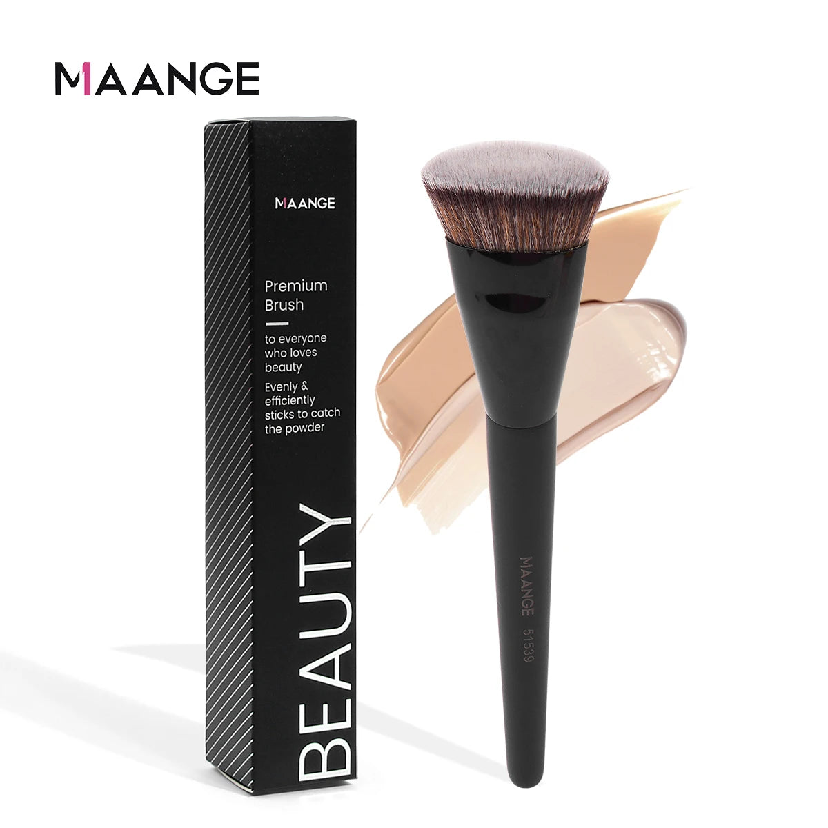 MAANGE Single Flat Round Tube Flat Head Foundation Brush With Box Powder Blush Concealer Makeup Brush Skin-friendly Makeup Tool Leedoar