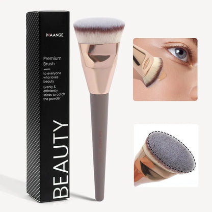 MAANGE Single Flat Round Tube Flat Head Foundation Brush With Box Powder Blush Concealer Makeup Brush Skin-friendly Makeup Tool Leedoar