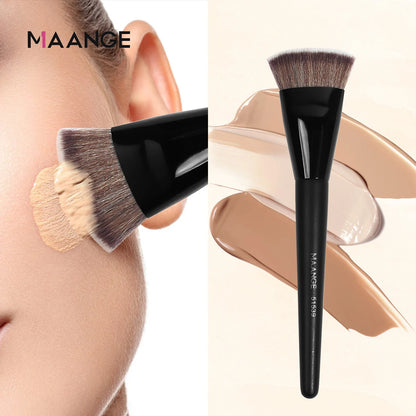 MAANGE Single Flat Round Tube Flat Head Foundation Brush With Box Powder Blush Concealer Makeup Brush Skin-friendly Makeup Tool Leedoar