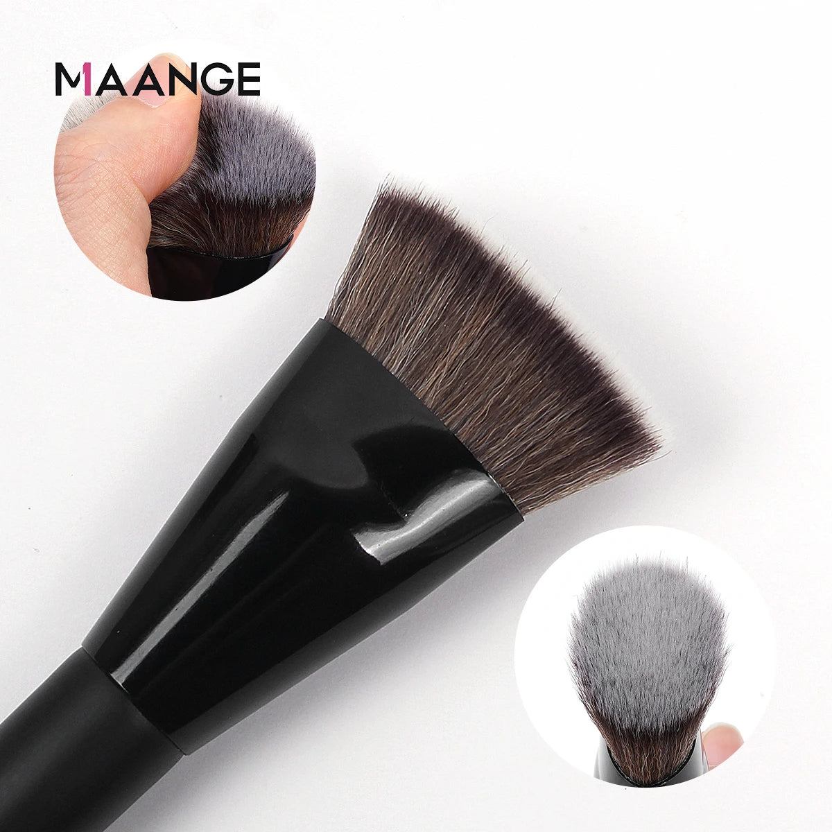 MAANGE Single Flat Round Tube Flat Head Foundation Brush With Box Powder Blush Concealer Makeup Brush Skin-friendly Makeup Tool Leedoar