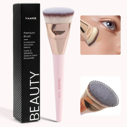 MAANGE Single Flat Round Tube Flat Head Foundation Brush With Box Powder Blush Concealer Makeup Brush Skin-friendly Makeup Tool Leedoar