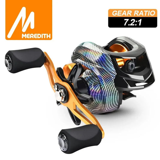 MEREDITH CR Colorful Series Carretel de Pesca Profissional 7.2.1 Relação de Engrenagem Carpa Baitcasting Roda Carpa Pesca Casting Reel 