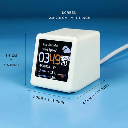 MINI Size Smart WIFI Weather Station Clock for Gaming Desktop Decoration. DIY Cute GIF Animations and Electronic Album function Leedoar