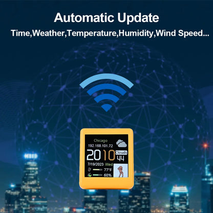 MINI Size Smart WIFI Weather Station Clock for Gaming Desktop Decoration. DIY Cute GIF Animations and Electronic Album function Leedoar