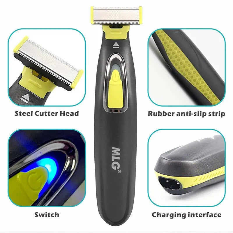 MLG Electric Shaver For Men and Women Portable Full Body Trimmer USB T Shaped Blade Razor For Beard Armpit For Washable Leedoar