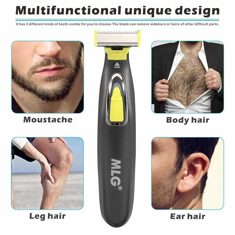 MLG Electric Shaver For Men and Women Portable Full Body Trimmer USB T Shaped Blade Razor For Beard Armpit For Washable Leedoar