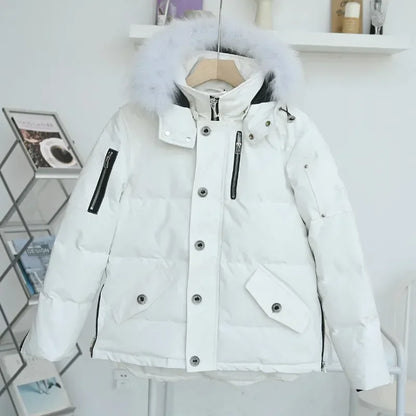 MO * SE KNUCKL * S Solid Color Windproof Crop Puffer Jacket Winter Thick Short Style 90% White Goose Down Jacket Mens Outerwear