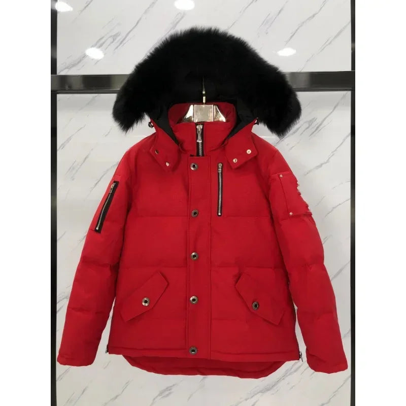 MO * SE KNUCKL * S Solid Color Windproof Crop Puffer Jacket Winter Thick Short Style 90% White Goose Down Jacket Mens Outerwear