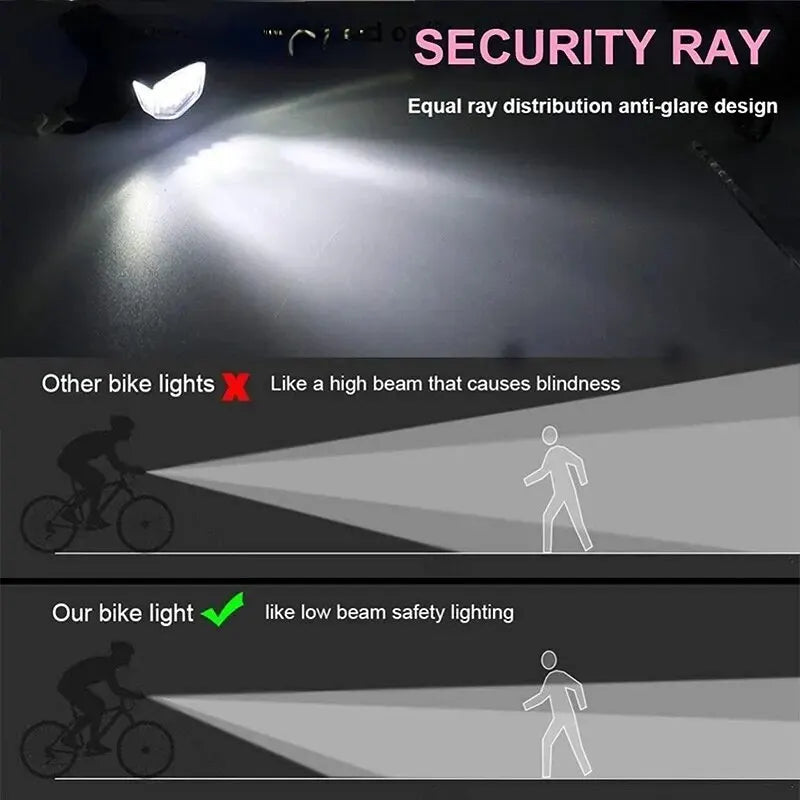 MTB Bike Front Lights USB LED Rechargeable Waterproof Mountain Bike Headlight Bicycle Safety Warning Light Cycling Accessories Leedoar