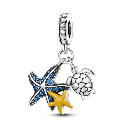 MULA 1PC Charms de árbol de coco con forma de tortuga marina bañados en plata para pulseras originales, joyería DIY para mujer 