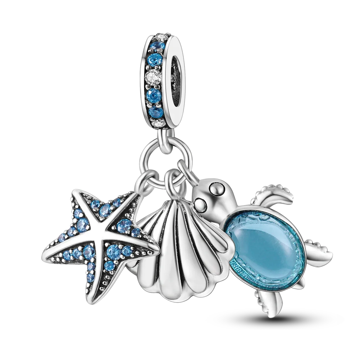 MULA 1PC Charms de árbol de coco con forma de tortuga marina bañados en plata para pulseras originales, joyería DIY para mujer 