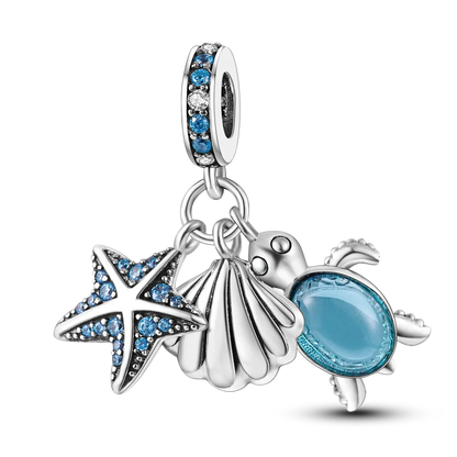 MULA 1PC Charms de árbol de coco con forma de tortuga marina bañados en plata para pulseras originales, joyería DIY para mujer 