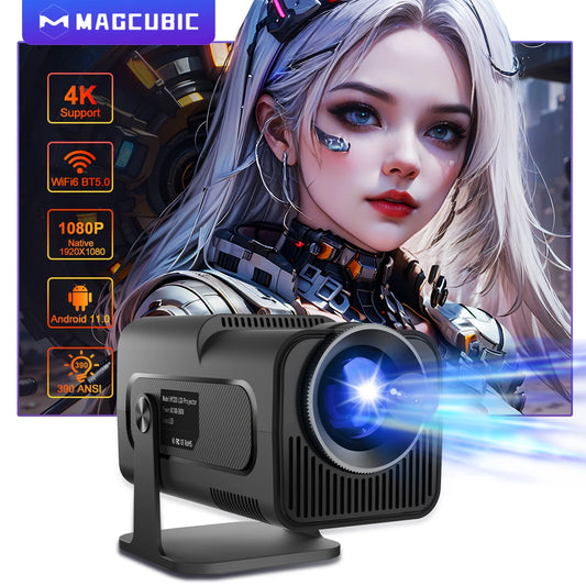 Magcubic 4K Android 11 Projetor Nativo 1080P 390ANSI HY320 Dual Wifi6 BT5.0 1920*1080P Cinema Projetor portátil atualizado HY300 