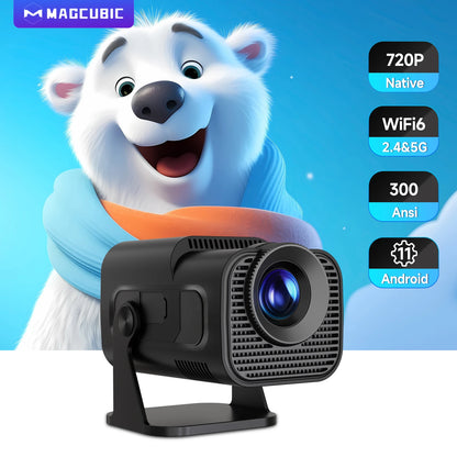 Magcubic HY320 Pro Native 720P Android 11 4K Projector 300ANSI Wifi6 BT5.0 Cinema Outdoor Portable 180° Rotable Projector Leedoar