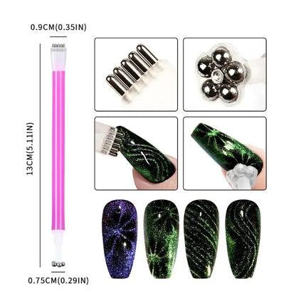 Magnet Stick Wand Set For 3D Magnetic Cat Eye Gel, Magic Nail Art Manicure Tool, UV Gel Magnet Stick Manicure Nail Art Tools Leedoar