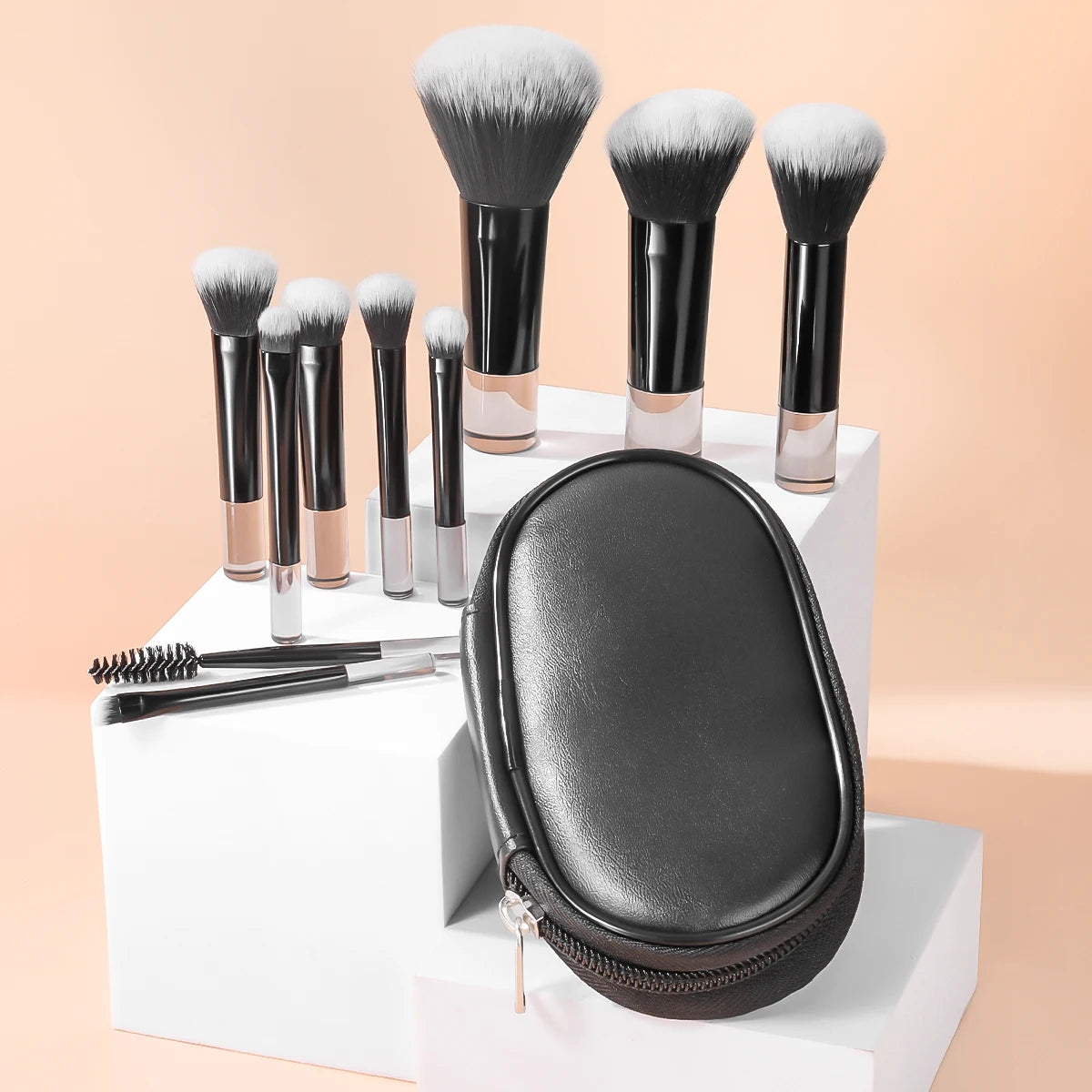 Makeup Brush Sets,10pcs Plastic mini with bag multifunctional Makeup Brush at home or On-the-Go Leedoar