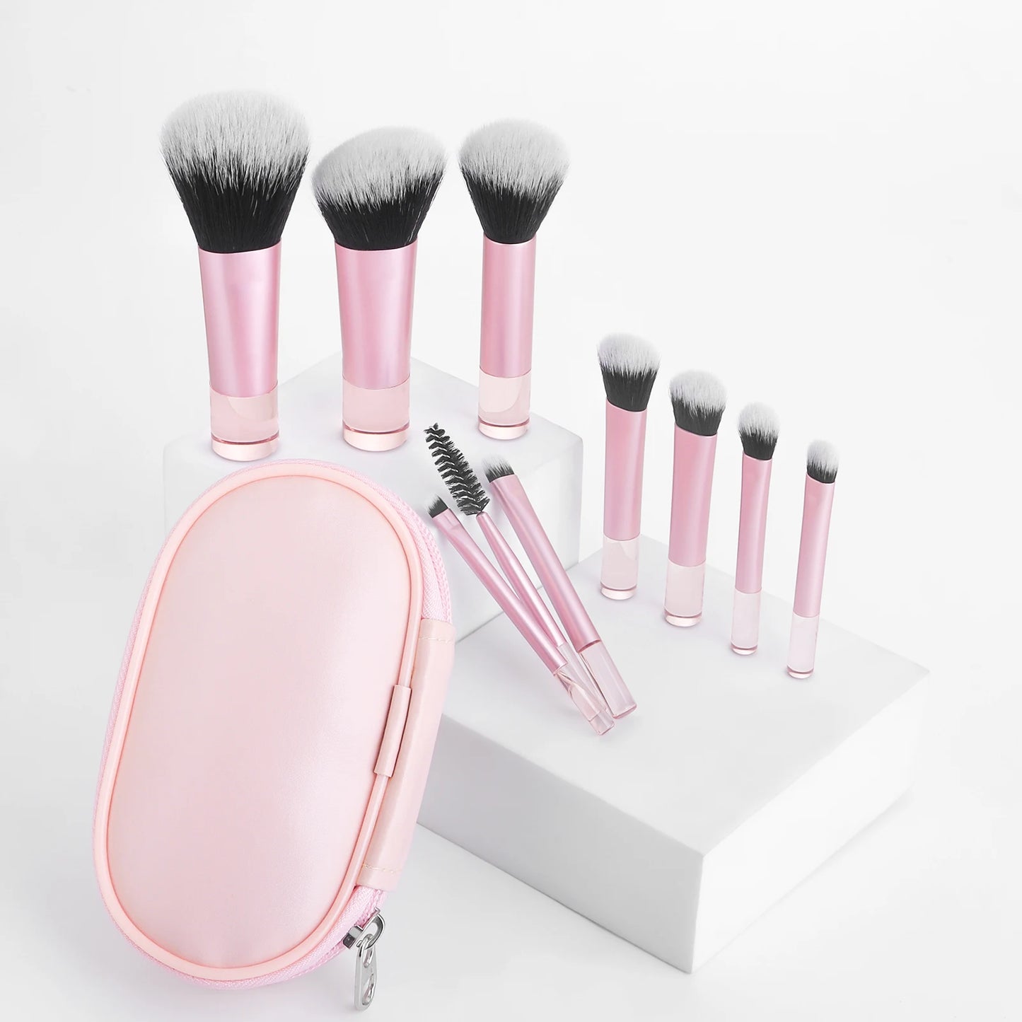 Makeup Brush Sets,10pcs Plastic mini with bag multifunctional Makeup Brush at home or On-the-Go Leedoar