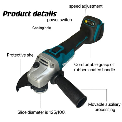 Makita 18V GrinderTools 125/100mm Brushless Grinding Machine Power Tool Electric Grinder Rechargeable Wireless Drill Free Shippi Leedoar