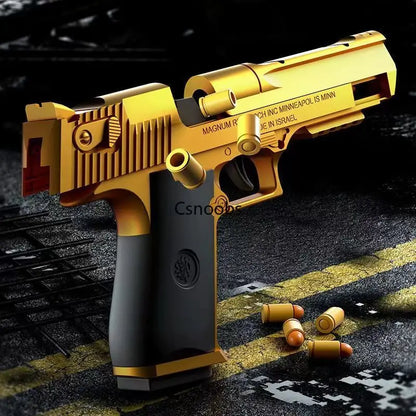 Mechanical Automatic Desert Eagle Toy Gun Shell Ejection Airsoft Pistol Continuous Firing Soft Bullet Toy for Children Shooting Leedoar