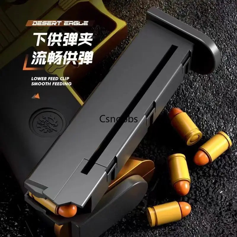 Mechanical Automatic Desert Eagle Toy Gun Shell Ejection Airsoft Pistol Continuous Firing Soft Bullet Toy for Children Shooting Leedoar