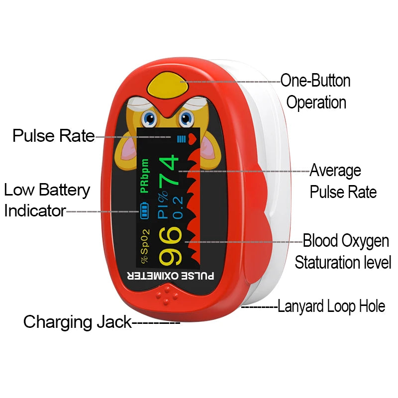 Medical Infant Finger Pulse Oximeter Pediatric SpO2 Blood Oxygen Saturation Meter Neonatal Children Kids Rechargeable Leedoar