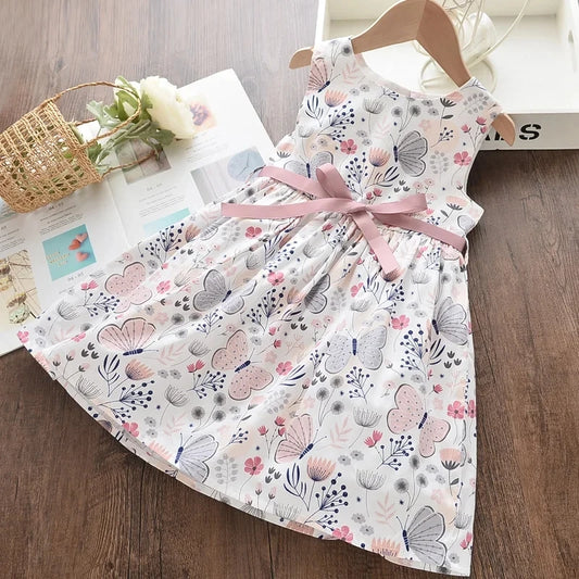 Vestido de princesa con lazo Melario para niña, nuevo vestido de verano para niña, traje de fiesta con flores para niña, disfraz de mariposa, ropa para niña 