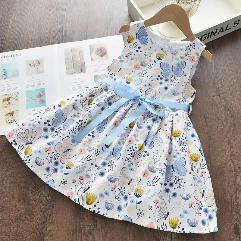 Melario Bow Girl Princess Dress New Summer Kid Girls Dress Floral Sweet Children Party Suits Butterfly Costume Children Clothing Leedoar