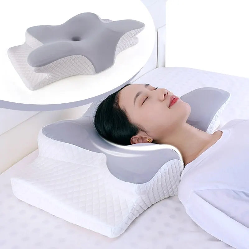 Travesseiros de espuma viscoelástica em forma de borboleta, relaxante, cervical, recuperação lenta, travesseiro de pescoço, alívio da dor, travesseiro ortopédico para dormir, roupa de cama 