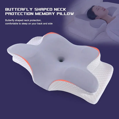 Travesseiros de espuma viscoelástica em forma de borboleta, relaxante, cervical, recuperação lenta, travesseiro de pescoço, alívio da dor, travesseiro ortopédico para dormir, roupa de cama 