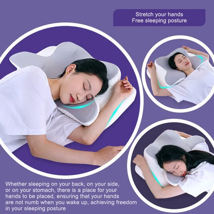 Travesseiros de espuma viscoelástica em forma de borboleta, relaxante, cervical, recuperação lenta, travesseiro de pescoço, alívio da dor, travesseiro ortopédico para dormir, roupa de cama 