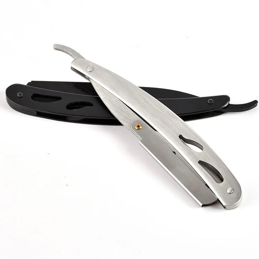 Men Shaving Barber Tools Hair Razor and Blades Antique Black Folding Shaving Knife Stainless Steel Straight razor Holder