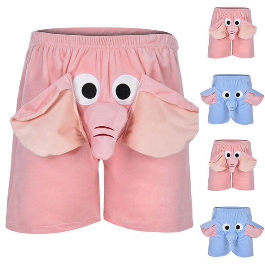 Men Shorts Elephant Boxer Novelty Shorts Humorous Underwear Prank Gifts For Men Animal Themed Boxers Shorts Lingerie Panties Leedoar