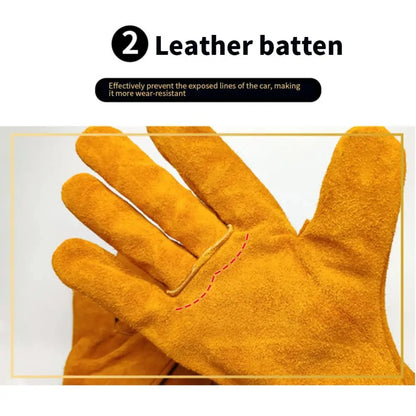 Men Work Gloves Soft Cowhide Driver Hunting Driving Farm Garden Welding Security Protection Safety Mechanic Glove Leedoar