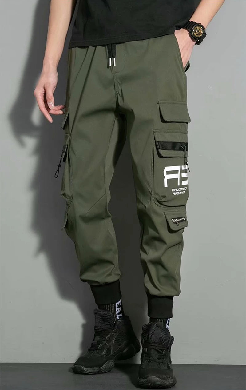 Pantalones cargo verde militar para hombre, pantalones casuales de hip hop, colores llamativos, múltiples bolsillos, pantalones deportivos de marca, talla M-5XL 