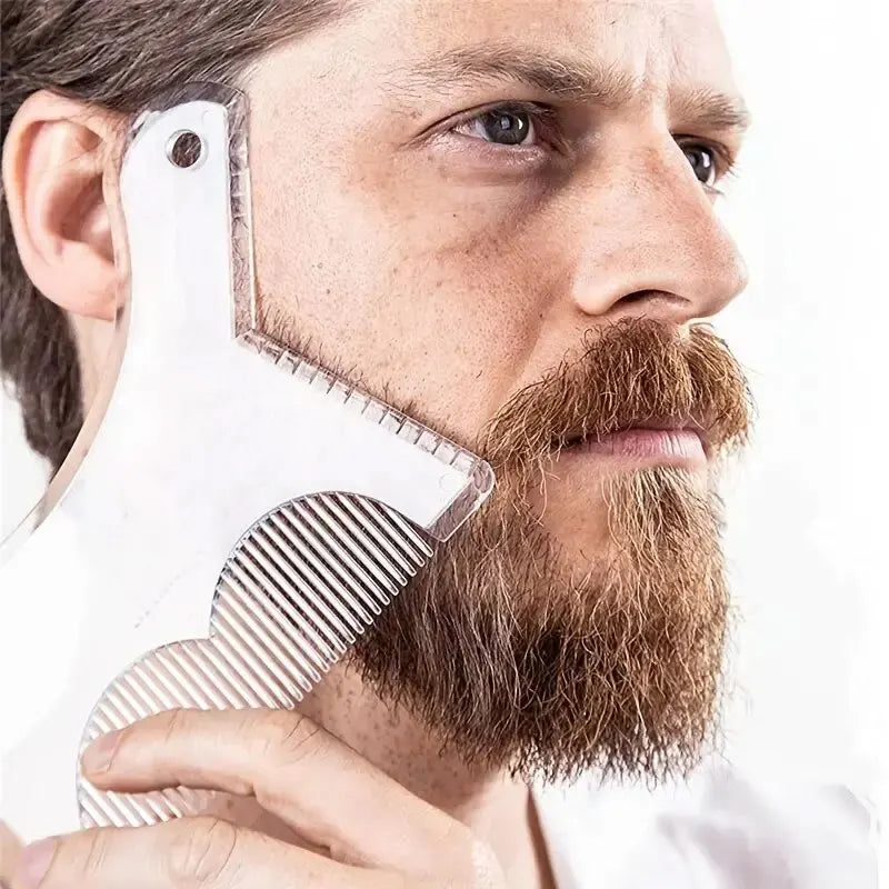 Men's All-in-One Beard Styling Comb - Creative Beard Stencil and Shaping Template Tools for Perfectly Groomed Facial Hair