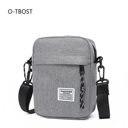 Bolsa de ombro masculina de tecido Oxford da moda, bolsa casual diagonal cruzada, bolsa quadrada pequena de máquina de mão 