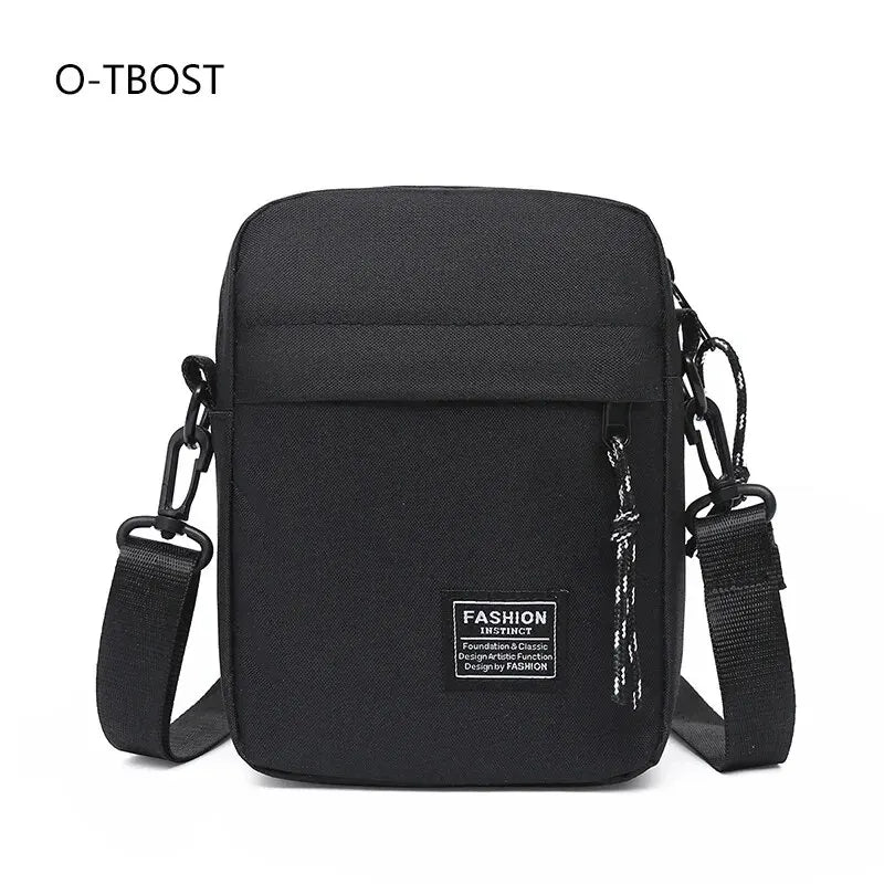 Bolsa de ombro masculina de tecido Oxford da moda, bolsa casual diagonal cruzada, bolsa quadrada pequena de máquina de mão 