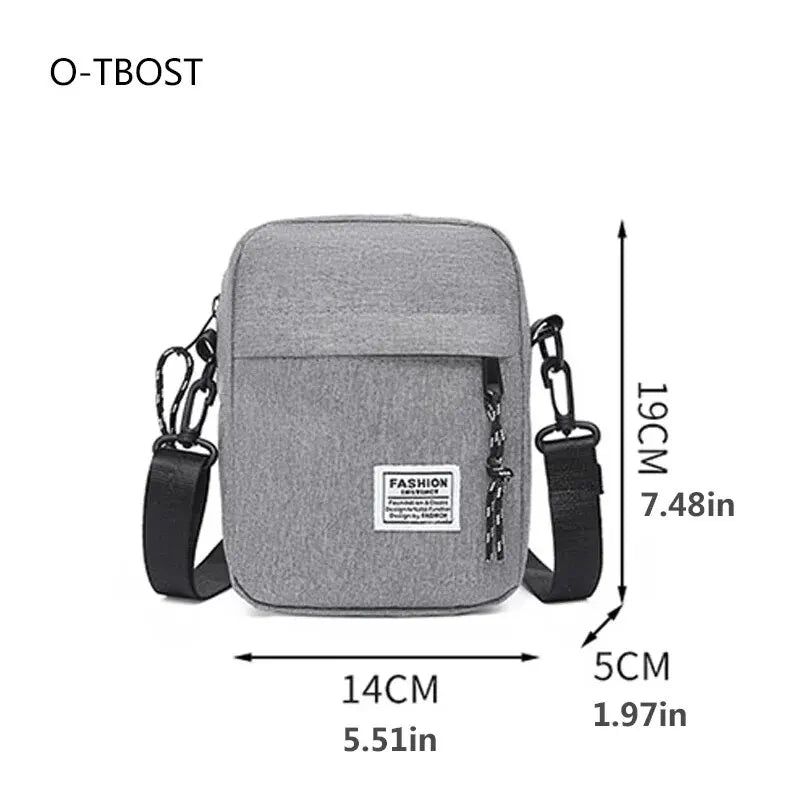 Bolsa de ombro masculina de tecido Oxford da moda, bolsa casual diagonal cruzada, bolsa quadrada pequena de máquina de mão 