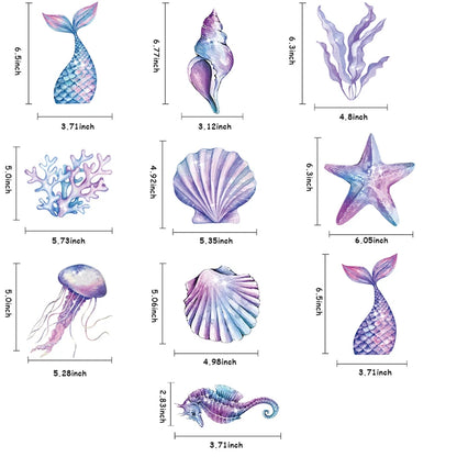 Guirlandas temáticas de sereia, pingentes, conchas aquáticas, cavalo-marinho, espiral, menina, sereia, decoração para festa de 1º aniversário, festa submarina, faça você mesmo, lembrancinha 