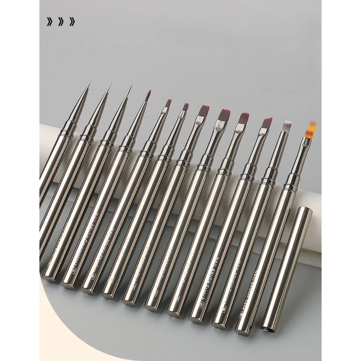 Metal Bar Nail Art Brush 12 Pack，Liner Brush for Long Lines, Thin Details, Fine Drawing, Delicate Coloring，Size as shown in the Leedoar