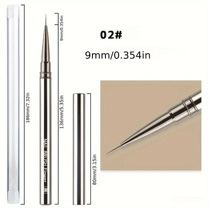 Metal Bar Nail Art Brush 12 Pack，Liner Brush for Long Lines, Thin Details, Fine Drawing, Delicate Coloring，Size as shown in the Leedoar