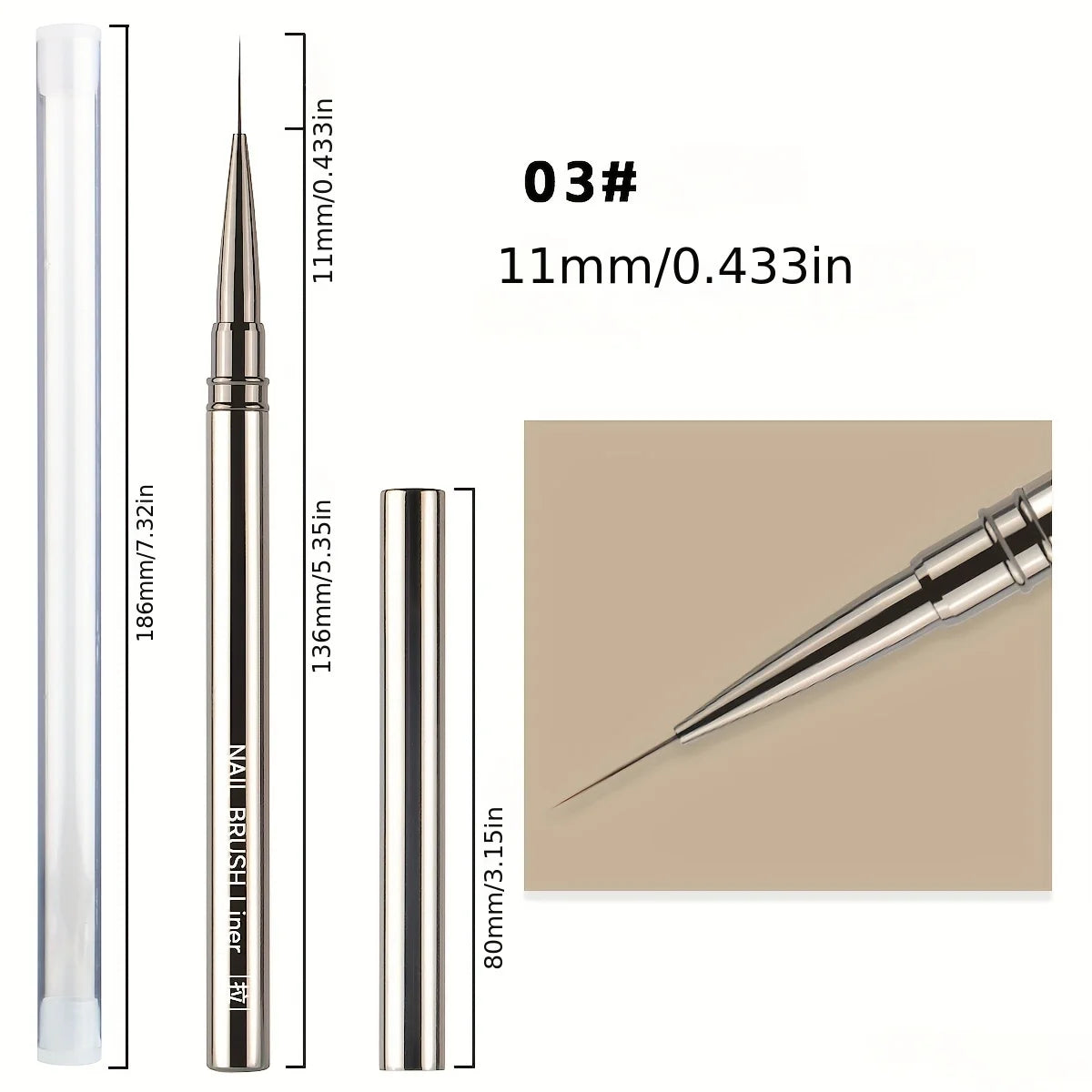 Metal Bar Nail Art Brush 12 Pack，Liner Brush for Long Lines, Thin Details, Fine Drawing, Delicate Coloring，Size as shown in the Leedoar