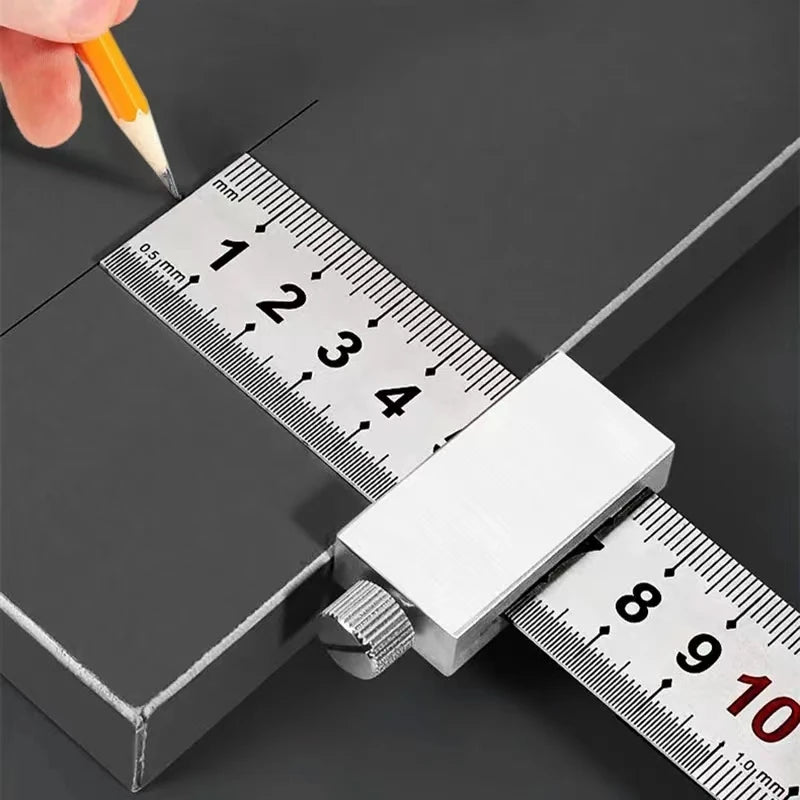 Metal Carpenter Swenson Carpentry Square Woodworking Tools Carpentry Steel Ruler Positioning Limit Block Measuring Marking Gauge Leedoar