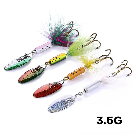 Metal VIB Lures 1PCS 3.5g Feather Sequins Wobbler Vibrations Spoon Fishing Bait Bass Artificial Hard Bait Cicada Fishing Tackle