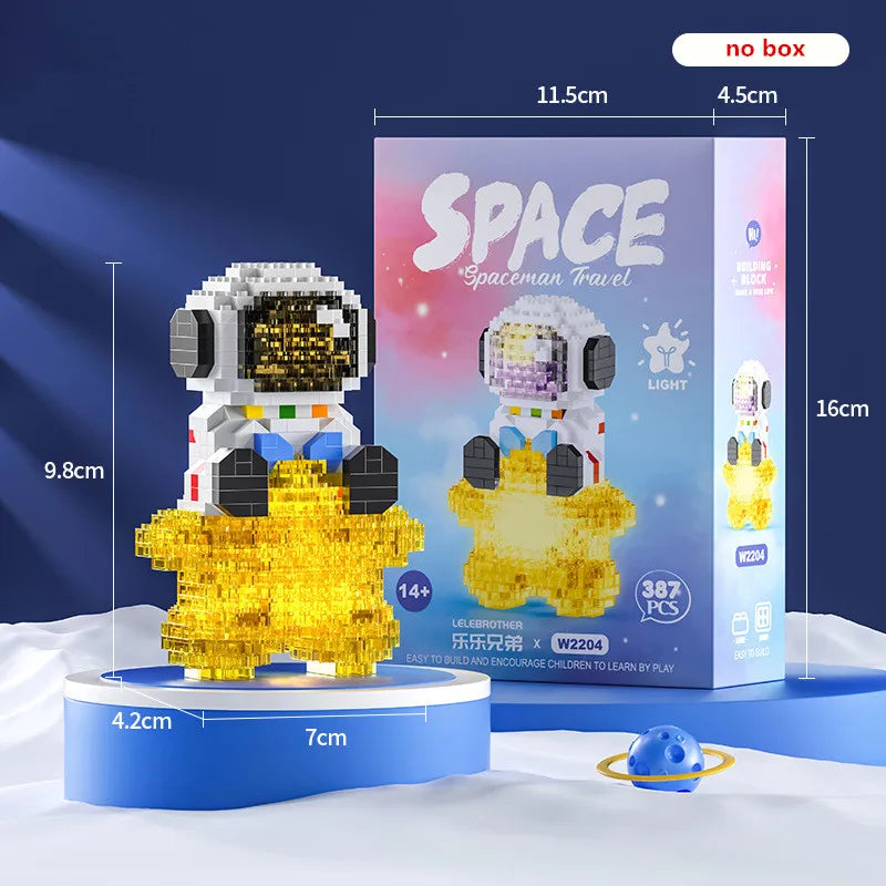 Bloques de construcción en miniatura, serie aeroespacial espacial, figura de astronauta brillante con luz, juego de ladrillos DIY, juguetes para niños, regalo de Navidad 